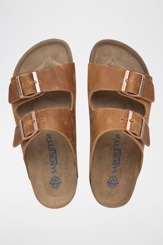 Mules en cuir - Noir et marron