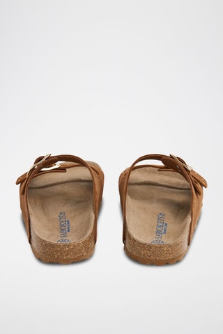 Mules en nubuck - Marron et doré