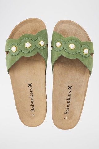 Mules en cuir - Vert et marron