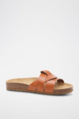 Mules en cuir - Beige et marron