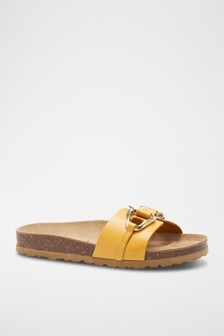 Mules en cuir - Jaune et marron