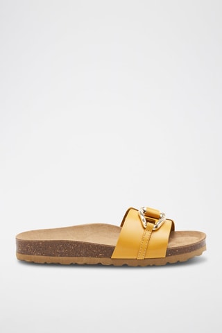 Mules en cuir - Jaune et marron