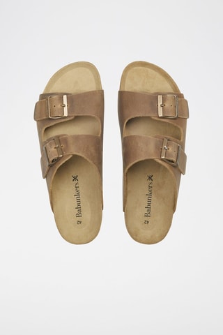 Mules en nubuck - Beige et marron