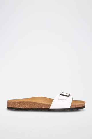 Mules en cuir - Blanc et argenté