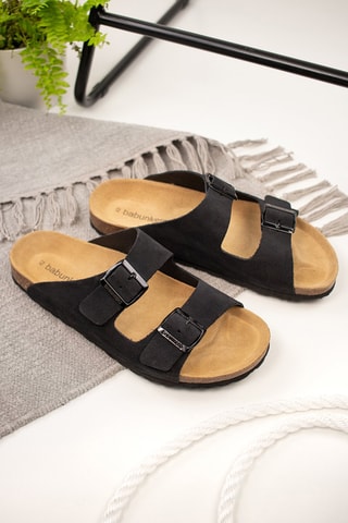 Mules en nubuck - Noir et argenté