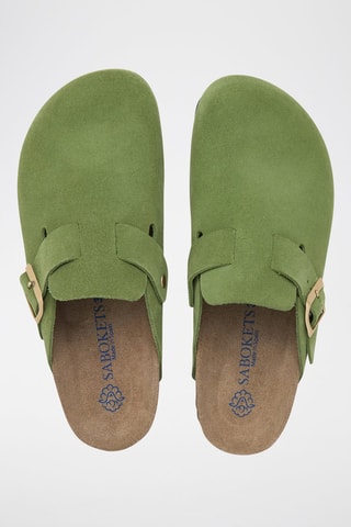 Mules en nubuck - Vert