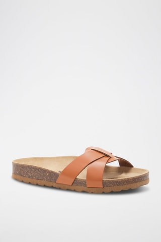 Mules en cuir - Beige et marron