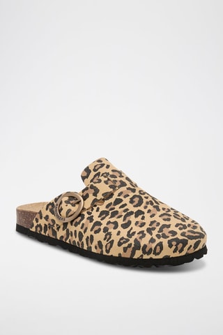 Sabots en nubuck - Noir, beige et marron