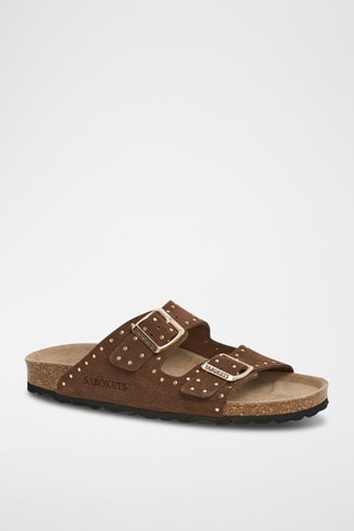 Mules en nubuck - Doré et marron