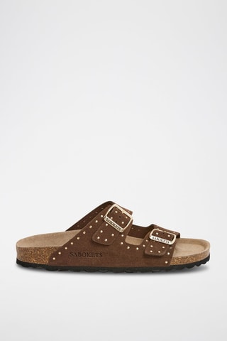 Mules en nubuck - Doré et marron