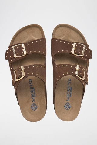 Mules en nubuck - Doré et marron