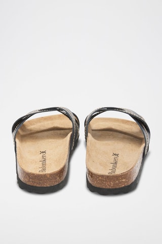 Mules en cuir - Noir, beige et marron