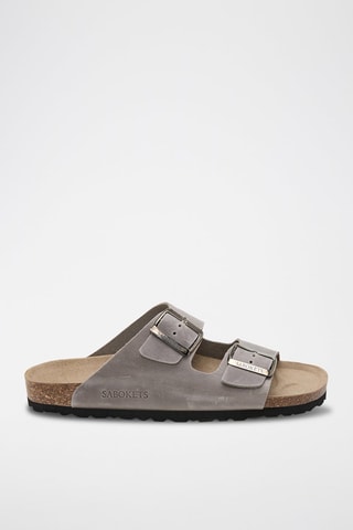 Mules en cuir - Gris