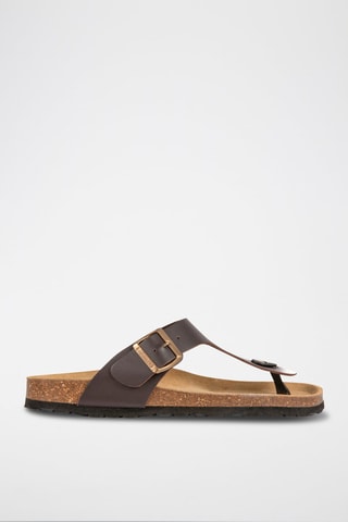 Sandales en cuir - Doré et marron