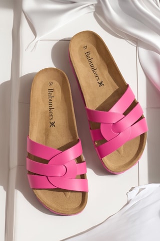 Mules en cuir - Marron et rose