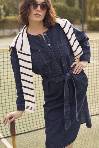Robe midi en jean - Bleu foncé