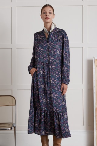 Robe midi - Violet et écru