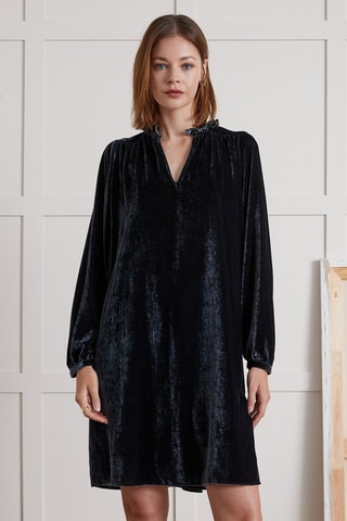 Robe droite en velours - Noir
