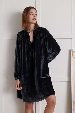 Robe droite en velours - Noir