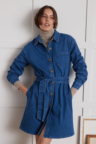 Robe chemise en jean et coton biologique - Bleu
