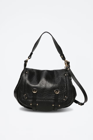 Sac porté épaule en cuir d'agneau Jamily - Noir