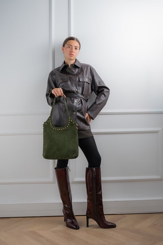Sac porté épaule en nubuck Dane - Vert
