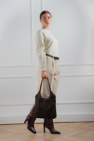 Sac porté épaule en nubuck Dane - Marron