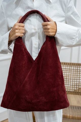 Cabas en nubuck Deni - Bordeaux