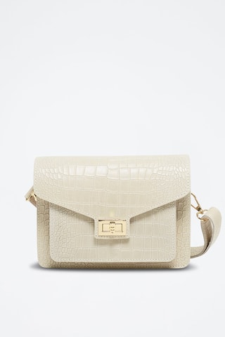 Sac bandoulière en cuir Amber crocos - Blanc