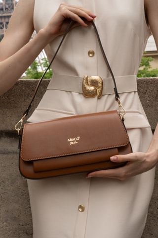 Sac porté épaule en cuir Lior  - Camel