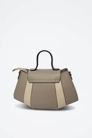 Sac bandoulière en cuir Lara - Taupe et blanc