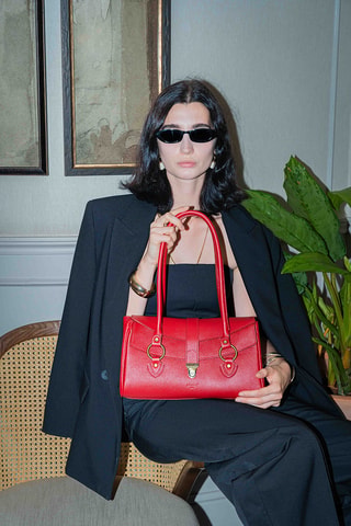 Sac porté épaule en cuir Zea - Rouge