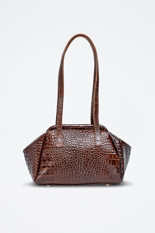 Sac porté épaule en cuir Vale  - Marron