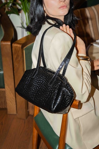 Sac porté épaule en cuir Vale  - Noir