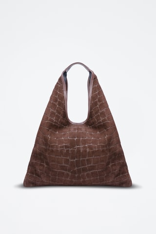Sac porté épaule en nubuck Lennox - Marron