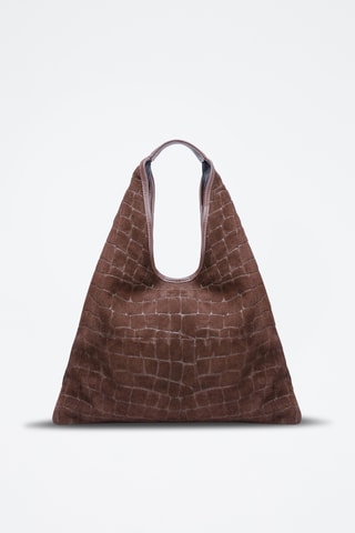 Sac porté épaule en nubuck Lennox - Marron
