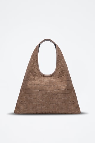 Sac porté épaule en nubuck Lennox - Marron
