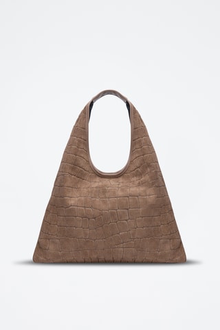 Sac porté épaule en nubuck Lennox - Marron
