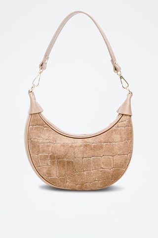 Sac porté épaule en nubuck Aster  - Taupe