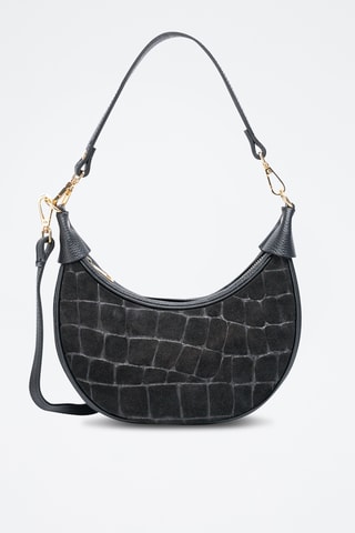 Sac porté épaule en nubuck Aster  - Noir
