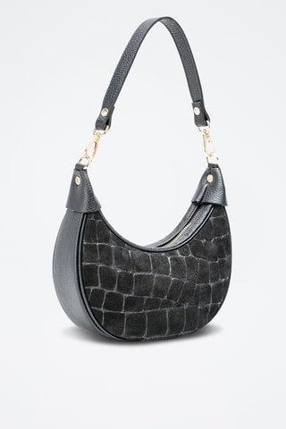 Sac porté épaule en nubuck Aster  - Noir