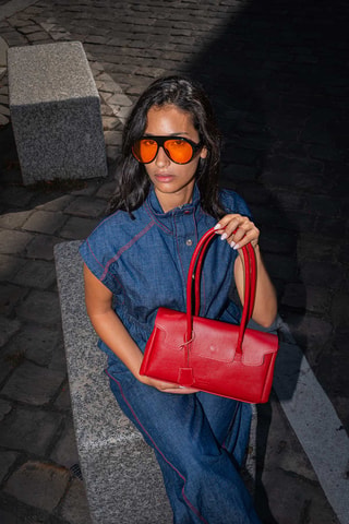 Leren Trendy Handtas Fenn - Rood