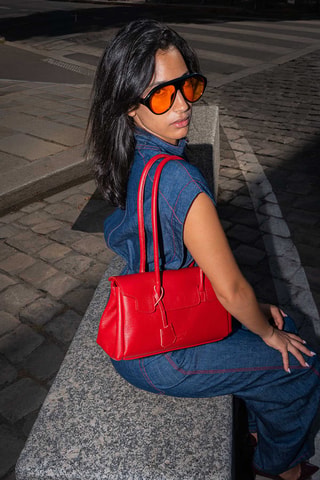 Leren Trendy Handtas Fenn - Rood
