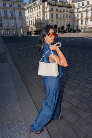 Sac porté épaule en cuir Goldie - Blanc