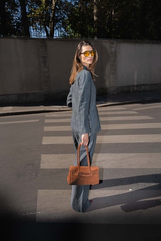Sac porté épaule en nubuck Dunn - Marron