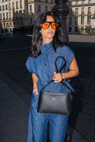 Sac porté épaule en cuir Goldie - Noir