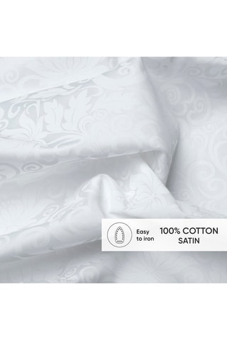 Taie de traversin en satin de coton 160 fils/cm² Fleur royale - Blanc