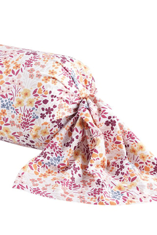 Taie de traversin en satin de coton 200 fils/cm² Fleurs des Champs - Bordeaux