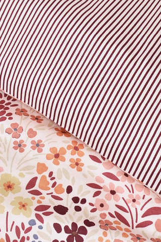 Taie de traversin en satin de coton 200 fils/cm² Fleurs des Champs - Bordeaux