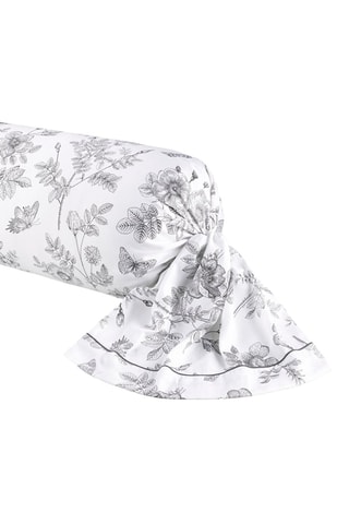 Taie de traversin en satin de coton 360 fils/cm² Envolée de papillons - Blanc